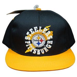 NWT Vintage Pittsburgh Steelers Drew Pearson Snapback Hat Back Spellout Splash